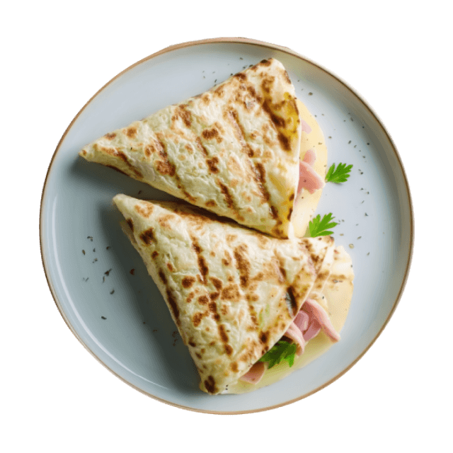 Tortilla z szynką, serem i warzywami