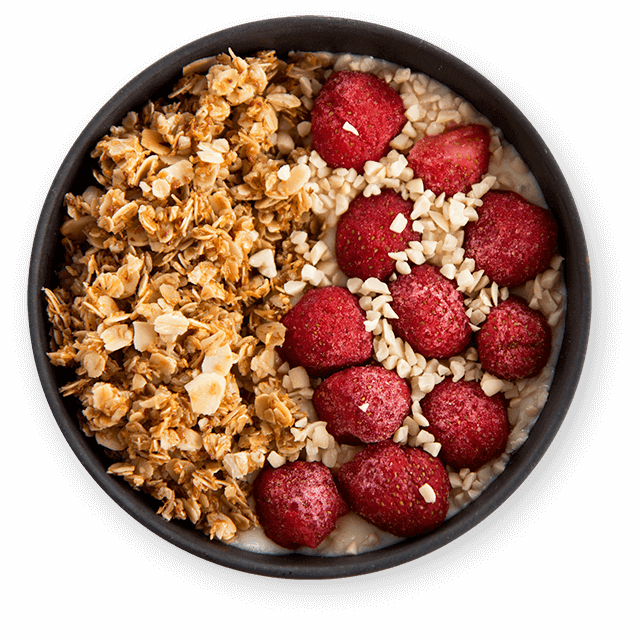Domowa granola z bananem i malinami