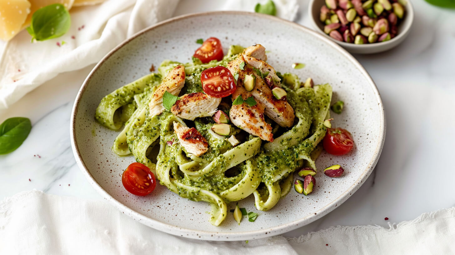 Makaron z pesto pistacjowym