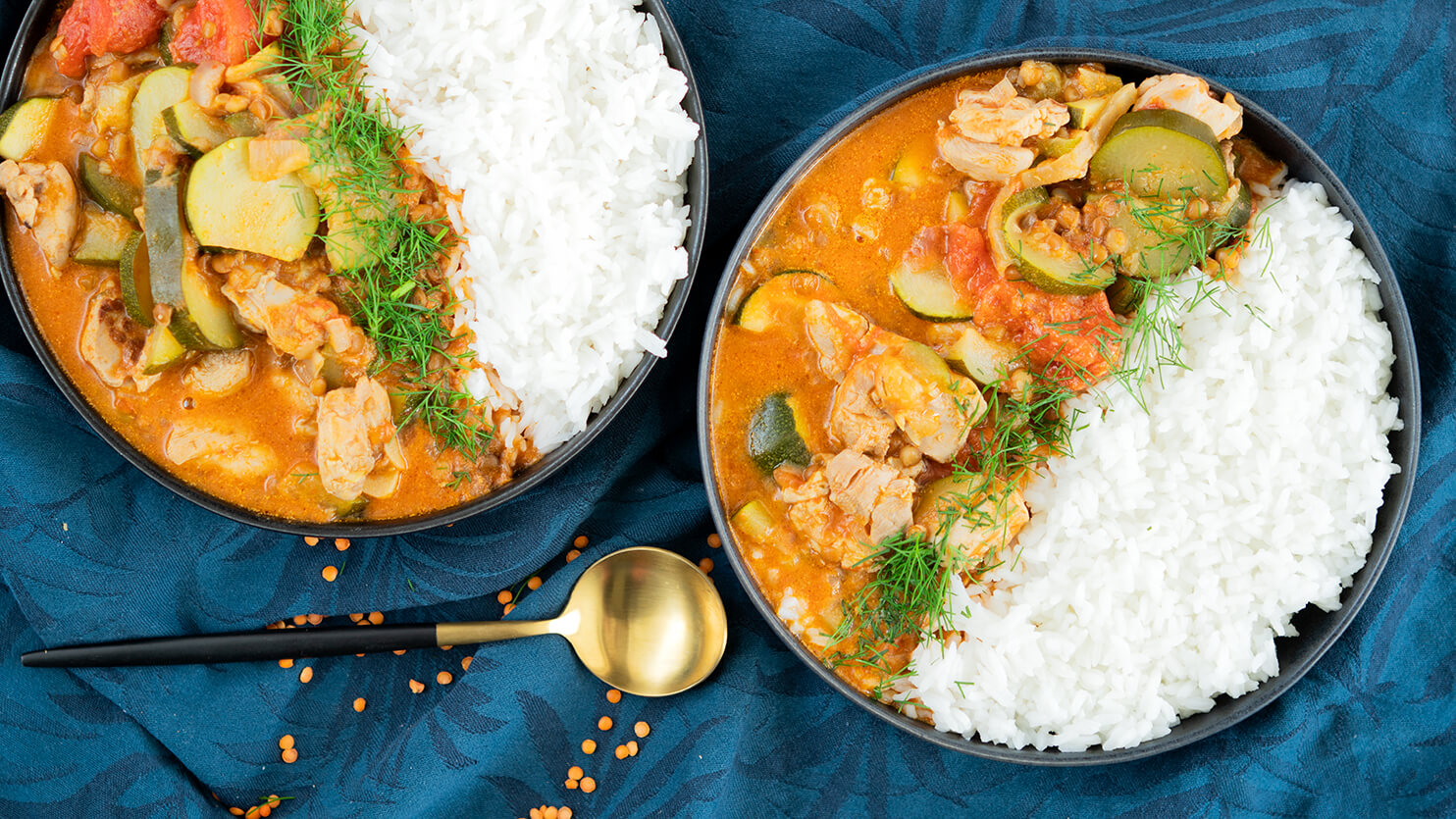 Kurczak curry z soczewicą