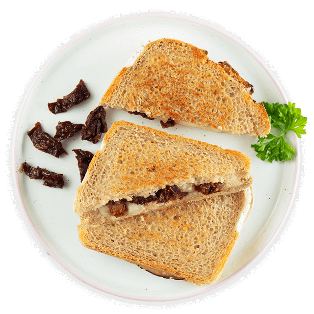 Tost z mozzarellą i suszonymi pomidorami