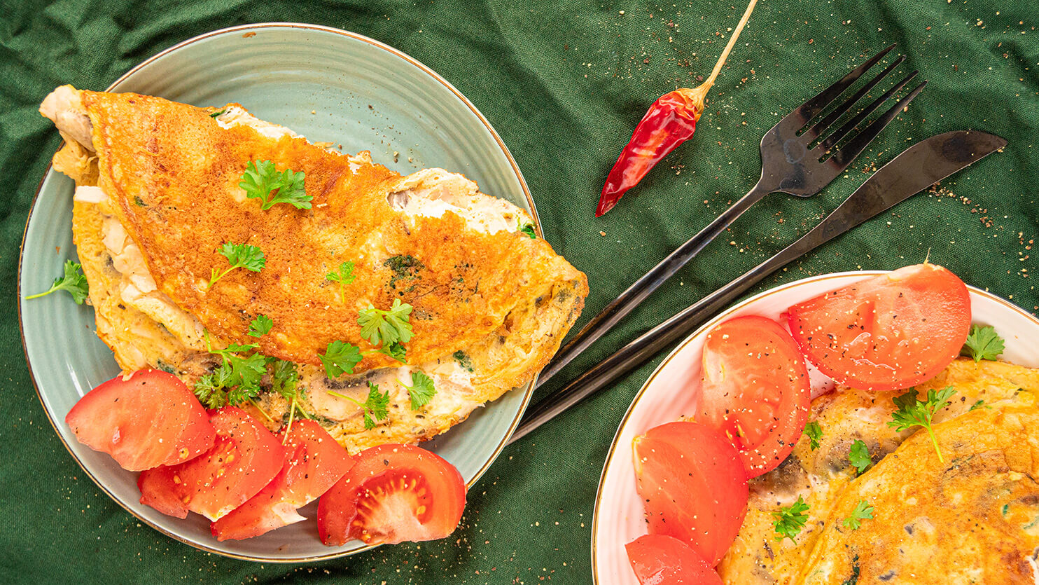 Omlet z szynką i pieczarkami