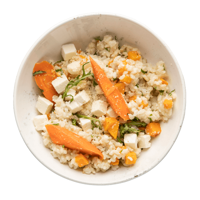 Risotto z dynią i serem sałatkowym