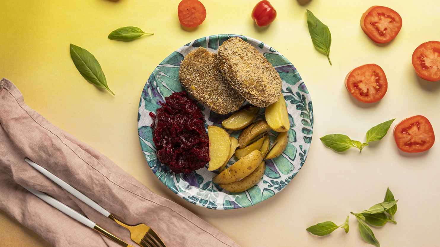 Pieczone kotlety mielone z soczewicy z ziemniakami