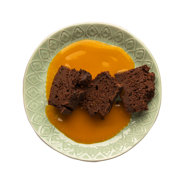 Brownie z fasoli z bananem i mango