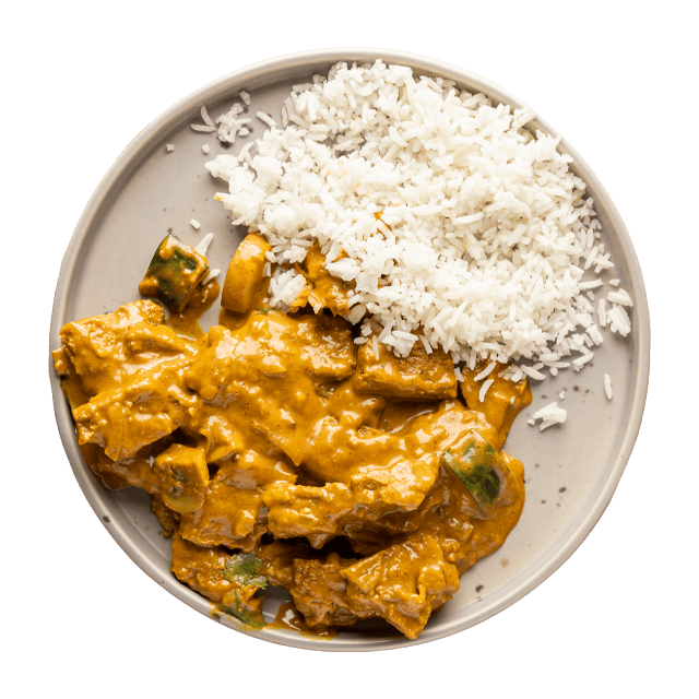 Żółte curry z kotletem sojowym