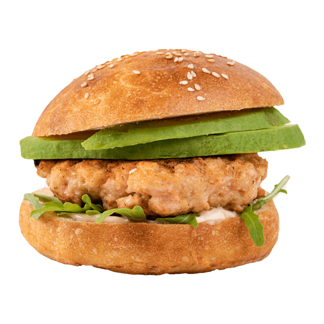 Burger z łososia z awokado