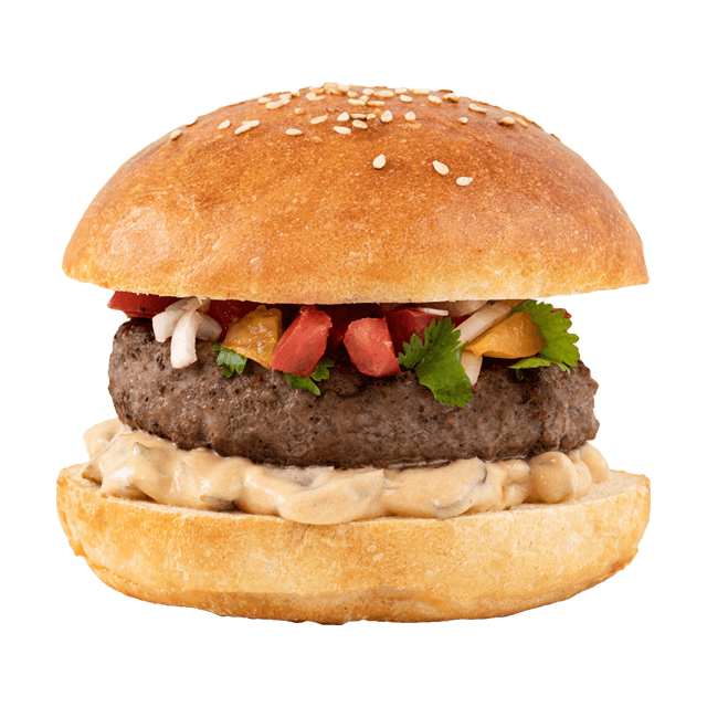 Burger wołowy z pikantną salsą