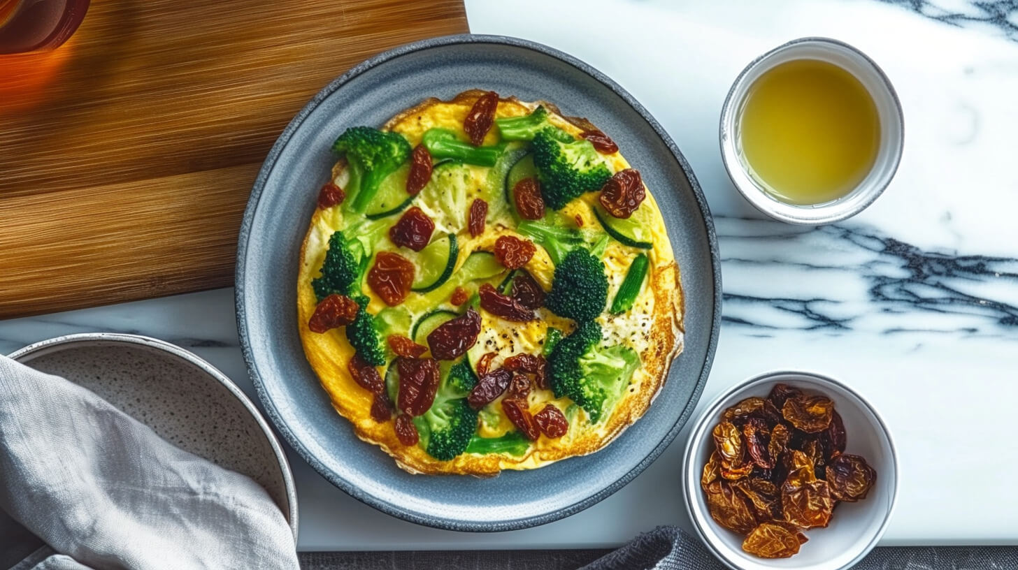 Wytrawny omlet z warzywami i suszonymi pomidorami