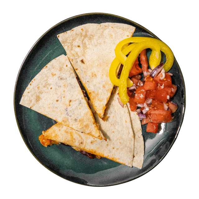 Tortilla z fasolą i salsą pomidorową