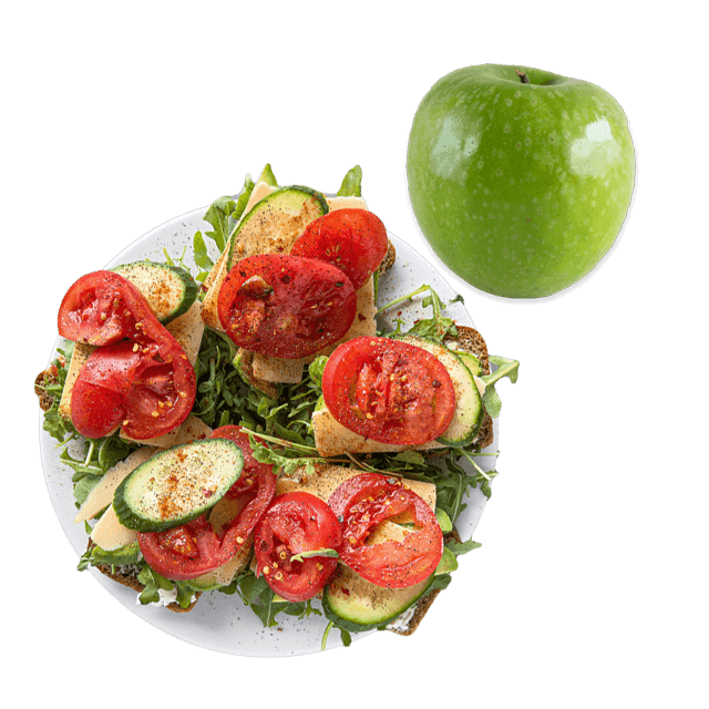 Lunchbox Kanapki z żółtym serem i warzywami + owoc