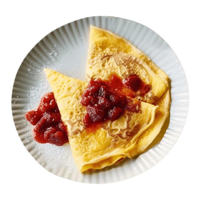 Słodki omlet z musem owocowym