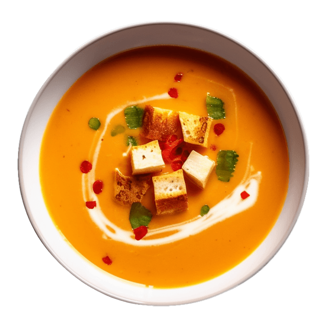 Kokosowo dyniowa zupa z pieczonym tofu