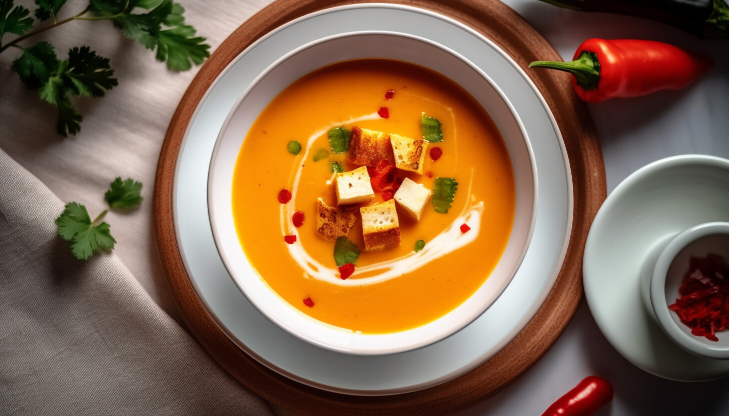 Kokosowo dyniowa zupa z pieczonym tofu