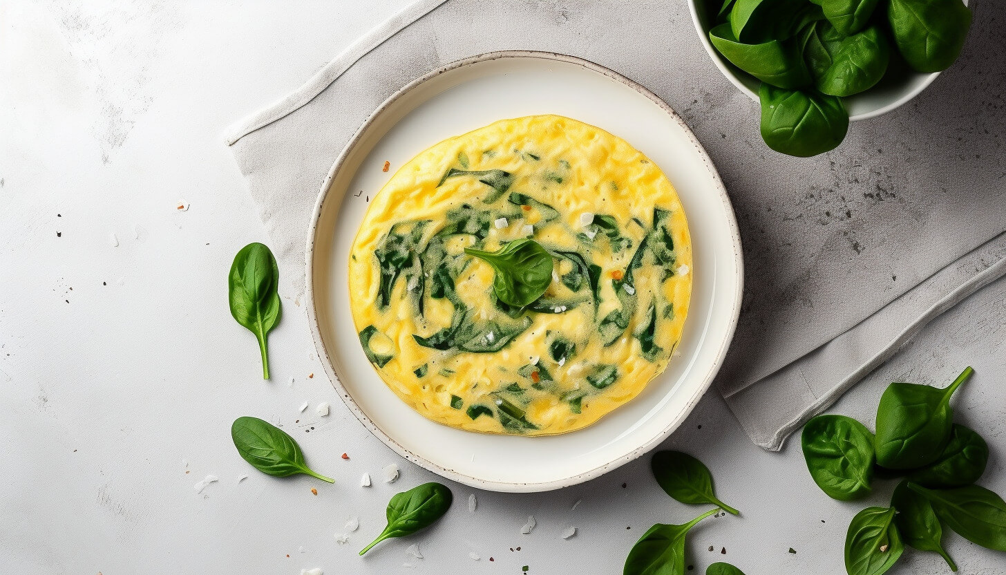 Omlet ze szpinakiem na parze