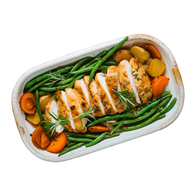 Pieczony indyk z warzywami i ziemniaczanym puree