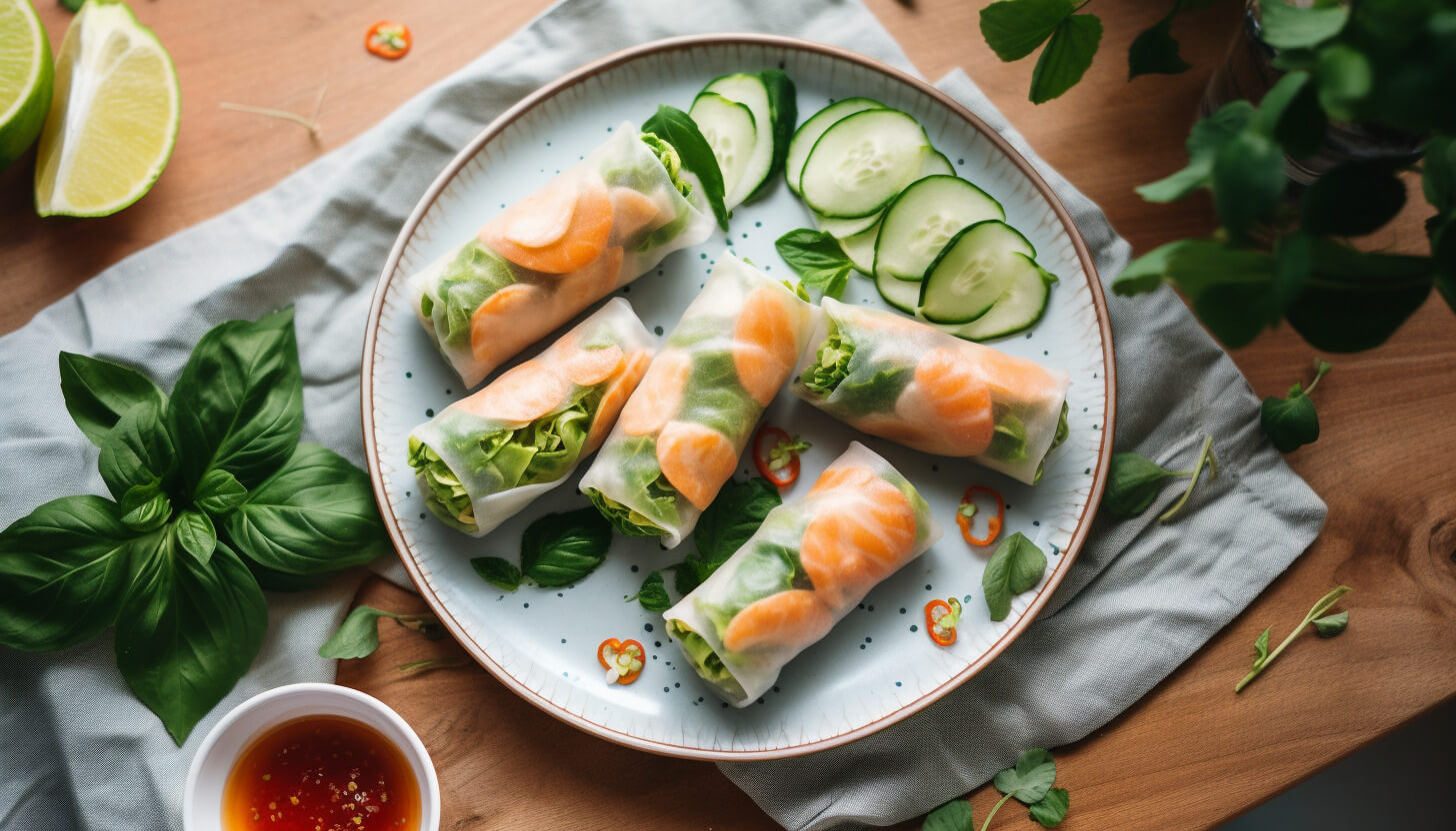 Delikatne spring rolls z łososiem