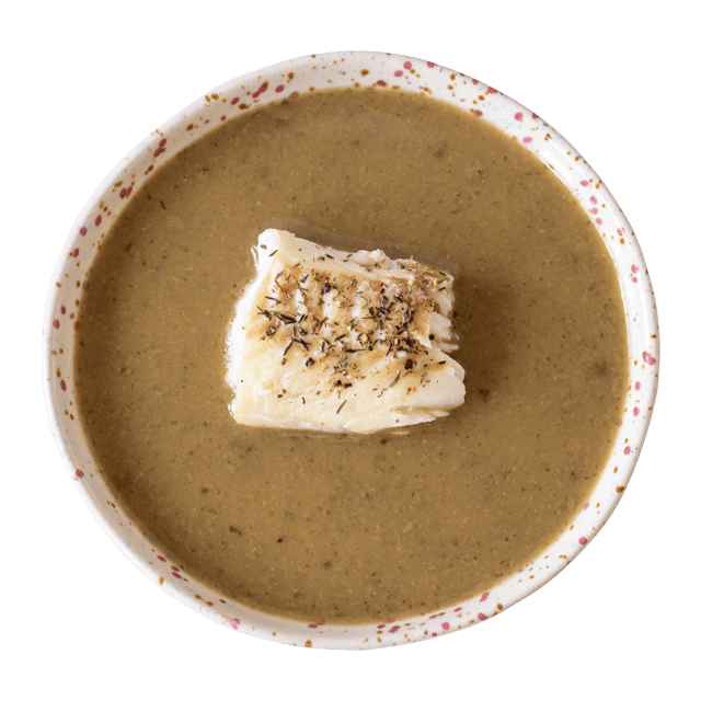Zupa grzybowa z pieczonym dorszem