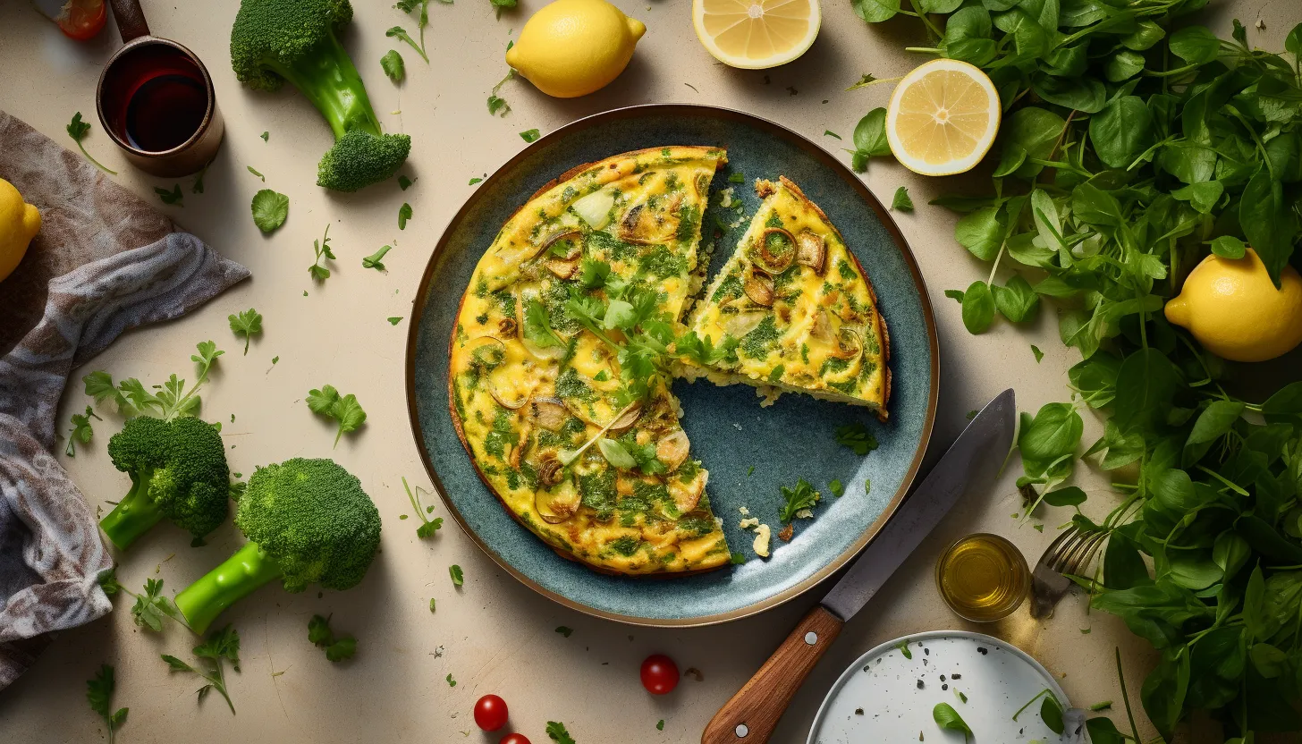 Omlet z kurczakiem i brokułami