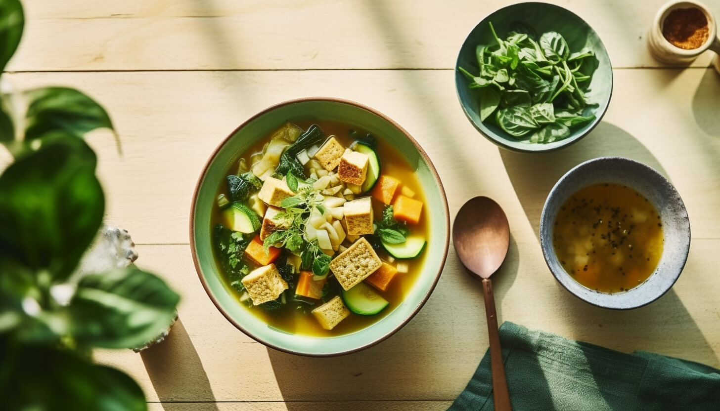 Szpinakowa zupa z batatem i tofu