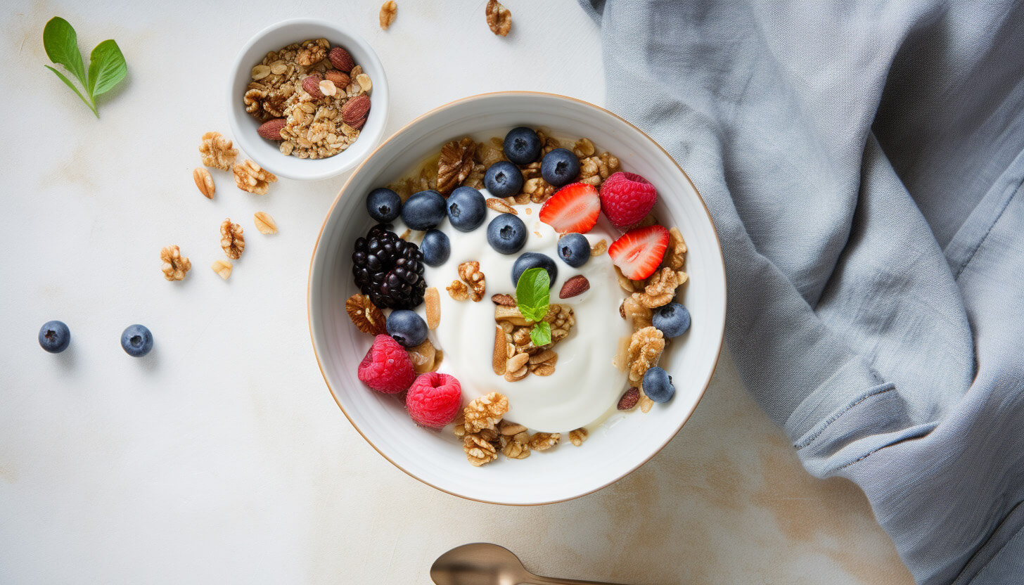 Gryczana granola z jogurtem i owocami