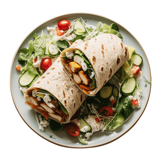Tortilla z serem halloumi i sosem tzatziki