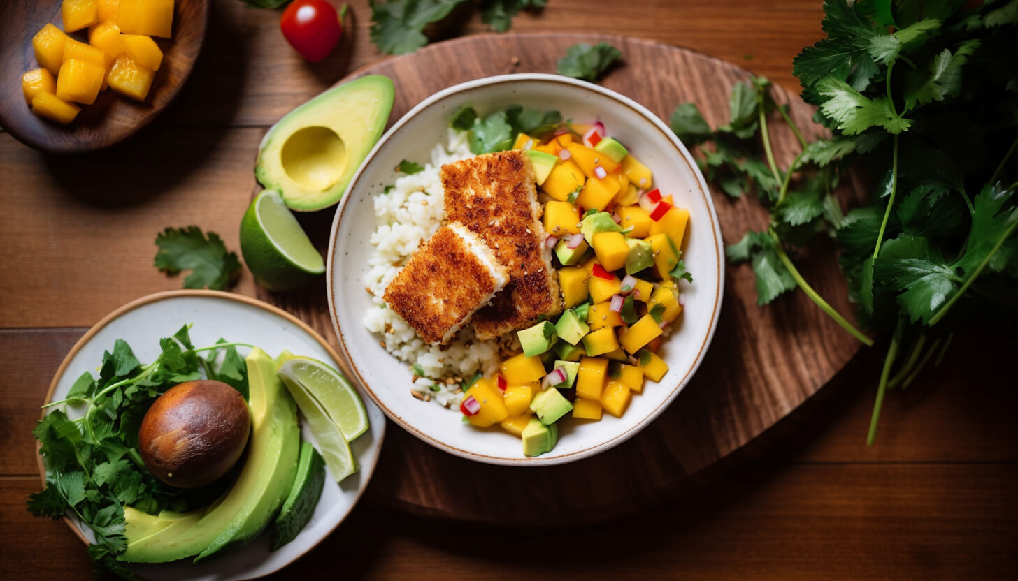 Tofu w panko z salsą mango