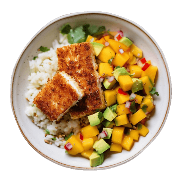 Tofu w panko z salsą mango