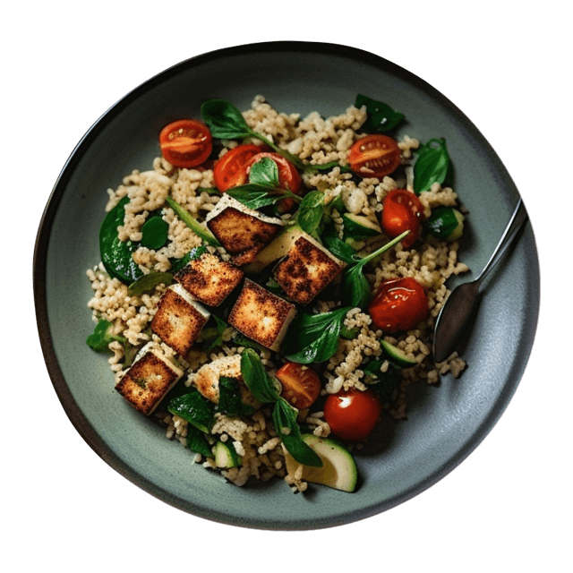 Sałatka z kaszą bulgur i serem halloumi