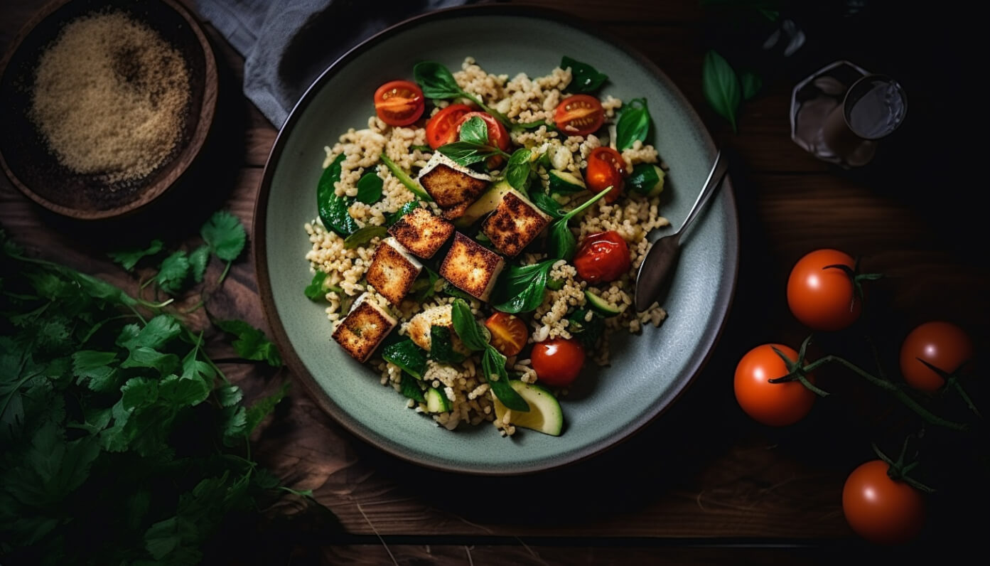 Sałatka z kaszą bulgur i serem halloumi