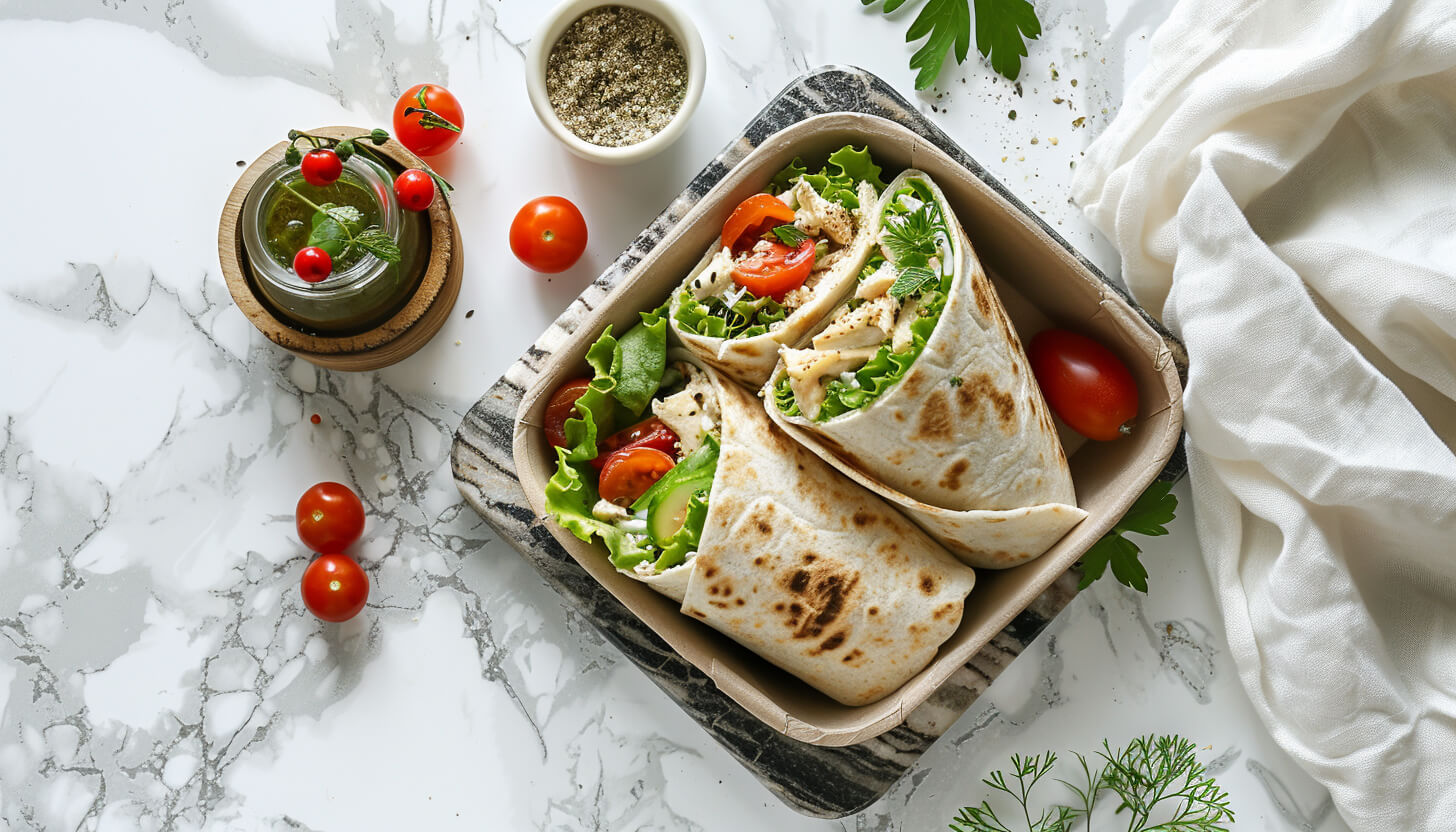 Lunchbox Wrap z hummusem i kurczakiem