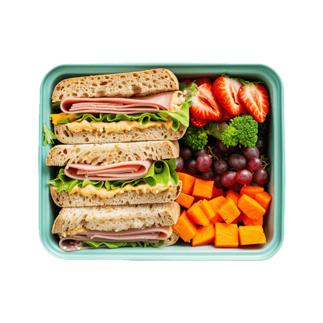 Lunchbox Kanapki z szynką drobiową i hummusem
