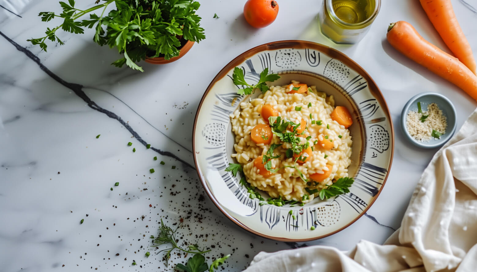 Risotto z marchewką, selerem i kurczakiem
