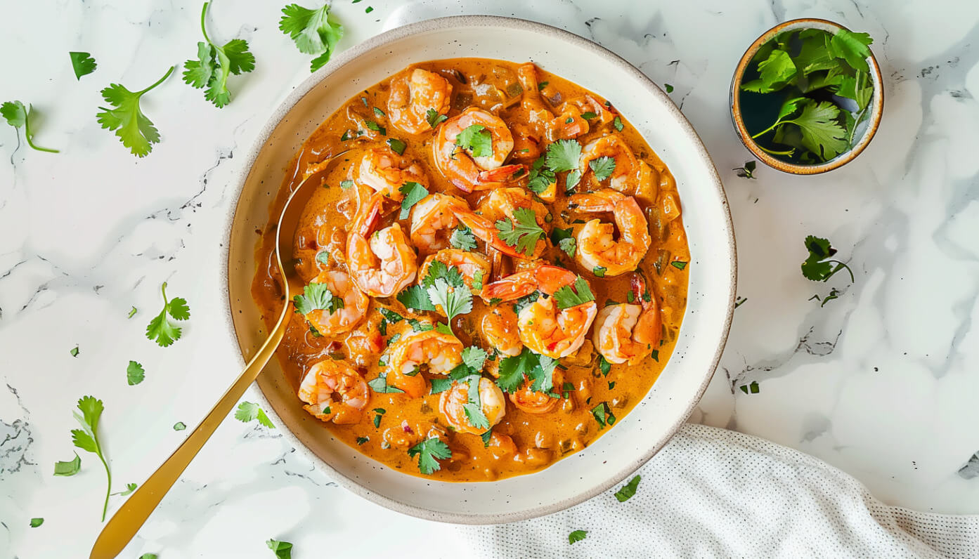 Krewetki w sosie kokosowym z curry