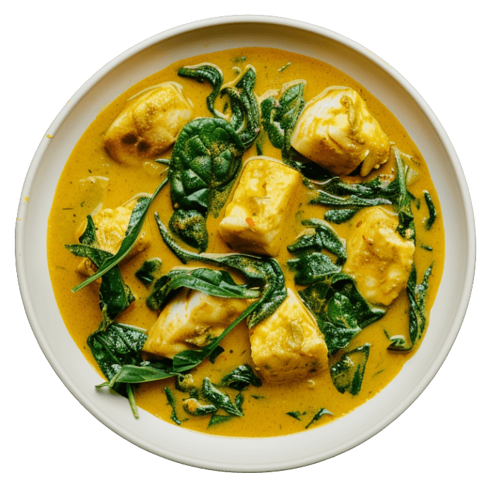 Curry z dorszem i szpinakiem