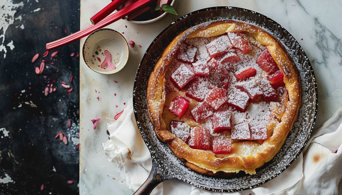 Dutch baby z dżemem rabarbarowym