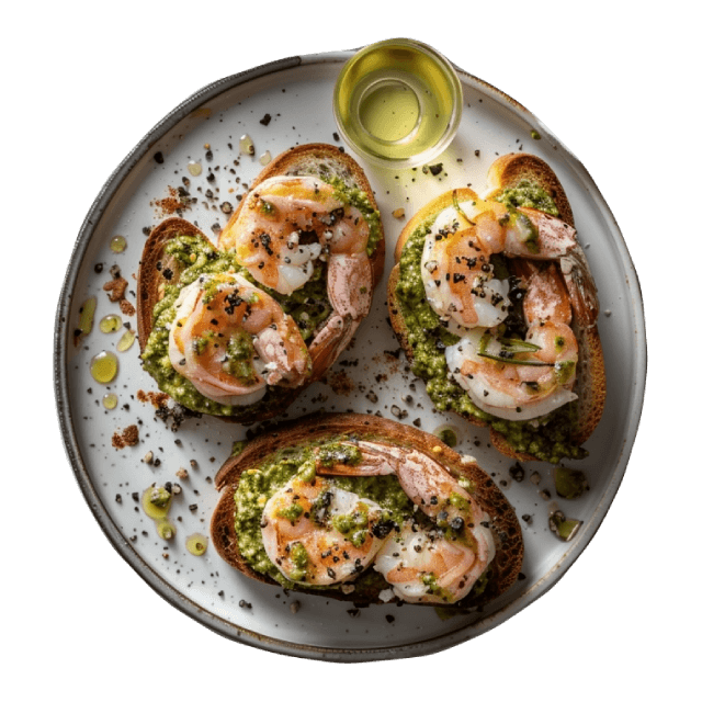 Grzanki z pesto i krewetkami
