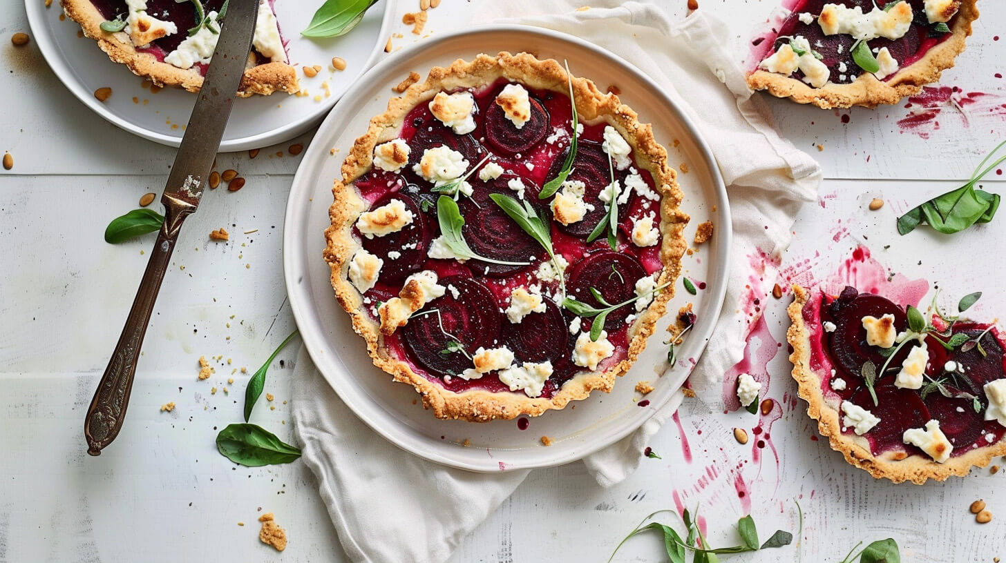Tarta z botwinką i serem kozim