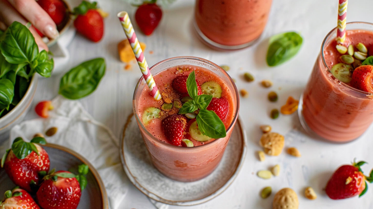 Smoothie truskawka ogórek bazylia