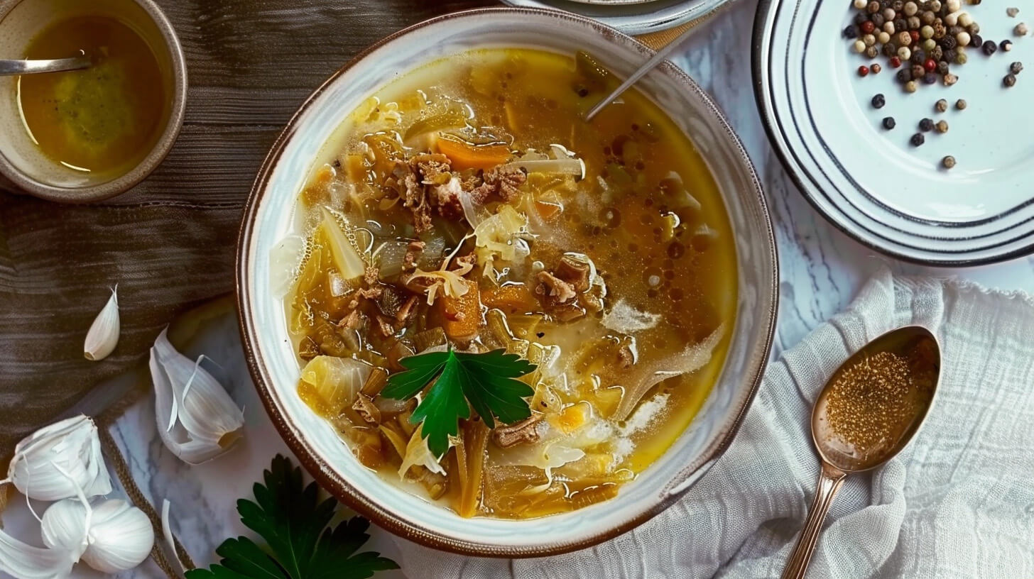 Zupa kapuśniak z kaszą gryczaną