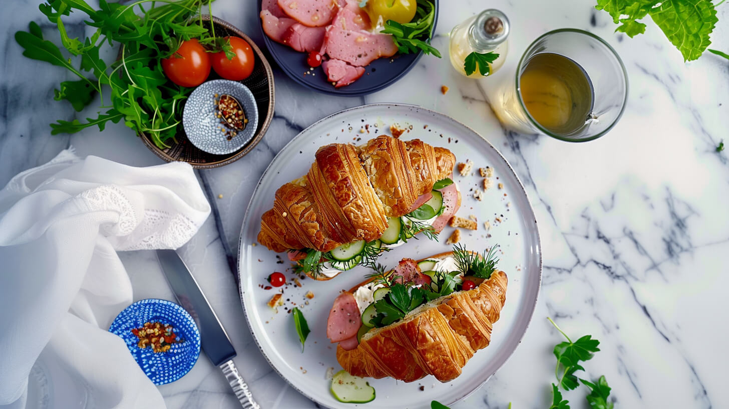 Croissant z szynką na wytrawnie