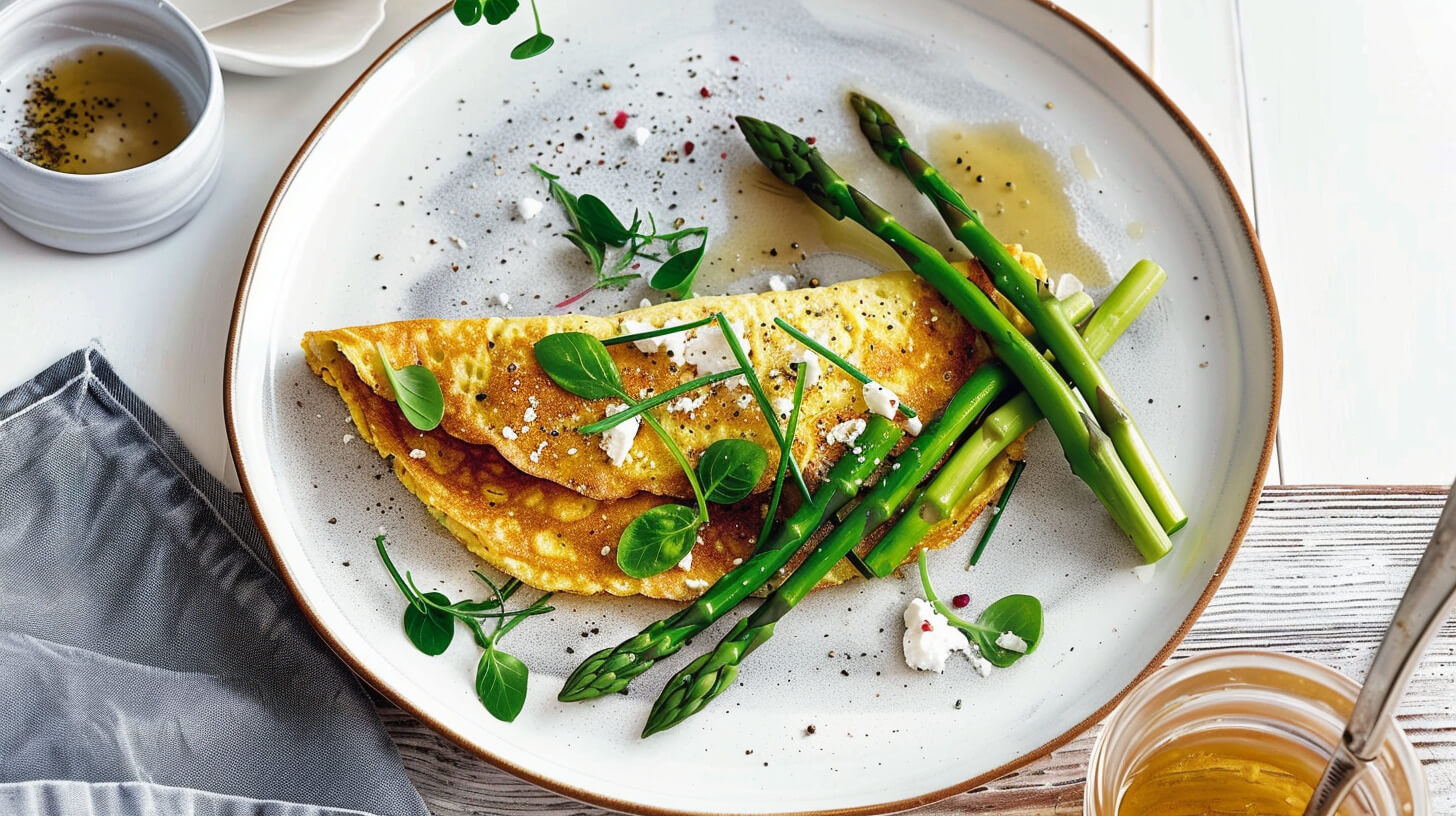 Omlet ze szparagami i pomidorkami koktajlowymi