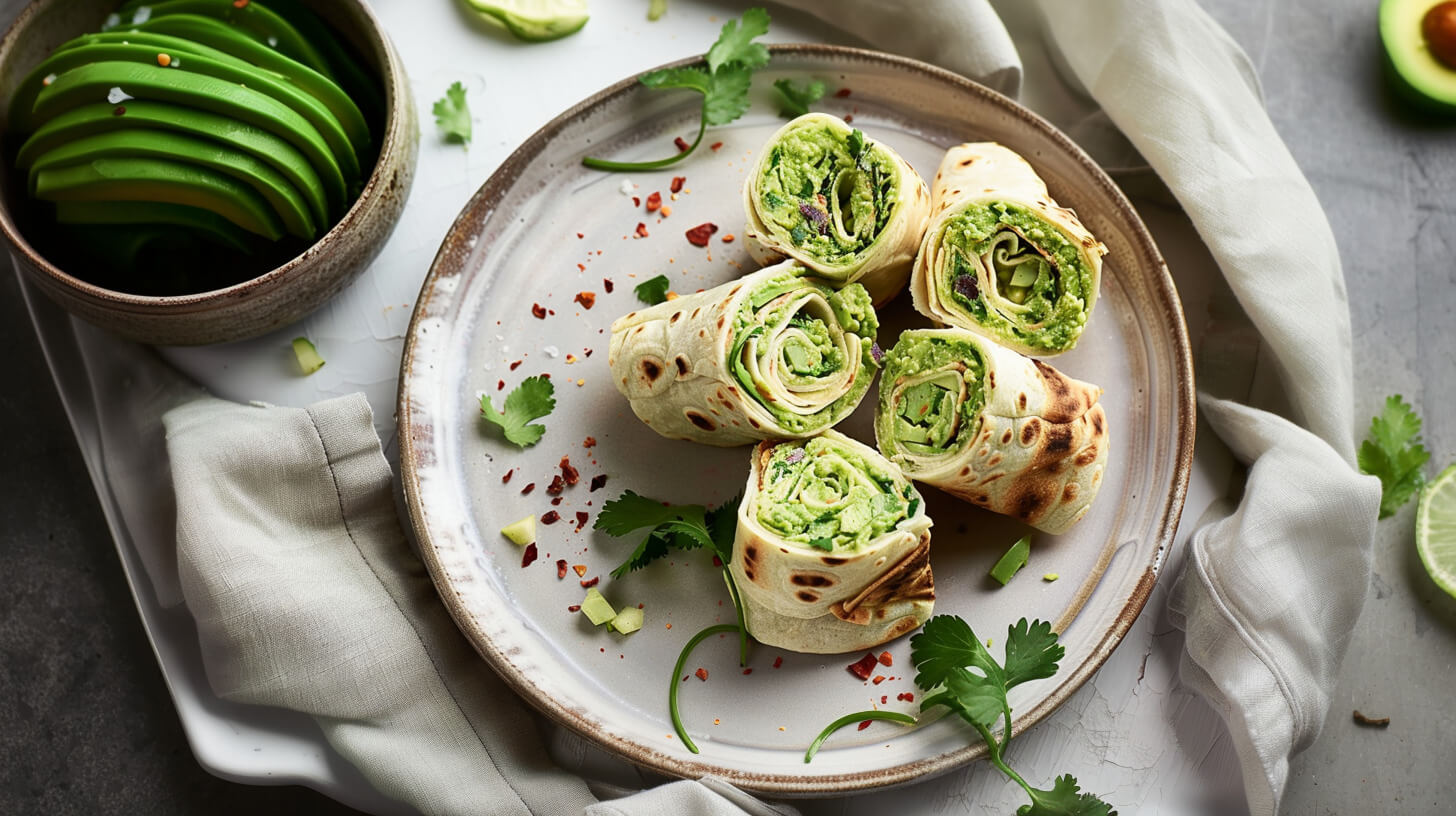 Roladki z tortilli z guacamole i kabanosami