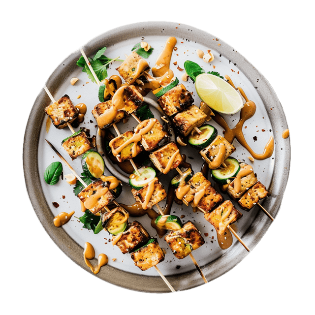 Szaszłyki z tofu z sosem fistaszkowym