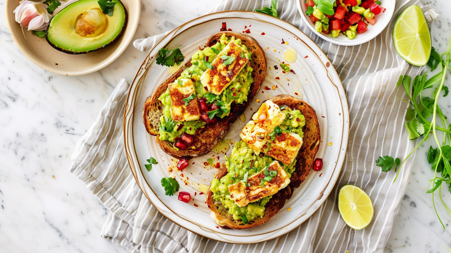 Grzanki z guacamole i halloumi