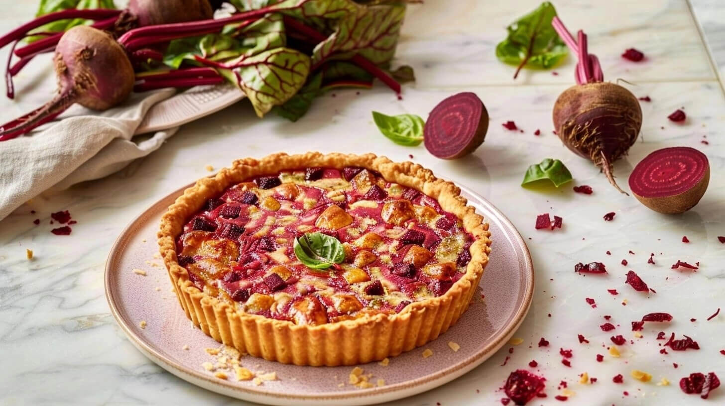 Tarta z botwinką z cheddarem i ricottą