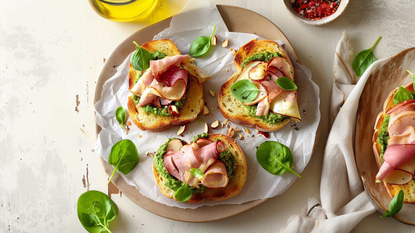 Kanapka z pesto i szynką