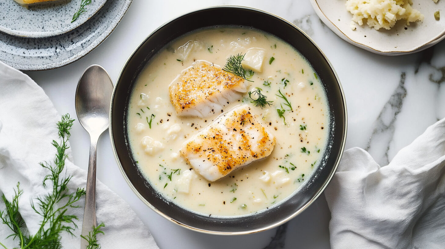 Zupa krem z warzyw z pieczonym dorszem