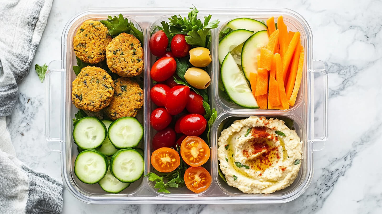 Lunchbox z pieczonym falafelem