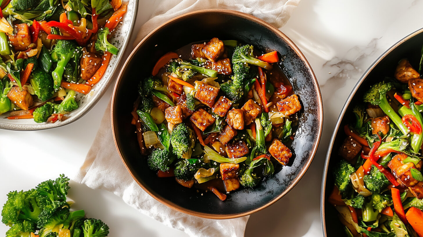 Stir fry z tempehem i warzywami